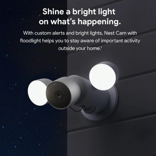 Google Nest Cam Outdoor with Floodlight (Wired) - Snow(GA02411-AU),1080 HD/2MP,180° Motion Detection,Rechargeable,Night Vision,1 Year Warranty - Image 3