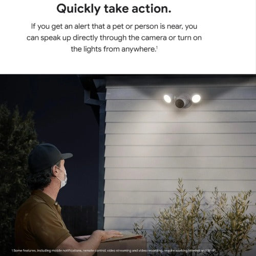 Google Nest Cam Outdoor with Floodlight (Wired) - Snow(GA02411-AU),1080 HD/2MP,180° Motion Detection,Rechargeable,Night Vision,1 Year Warranty - Image 4