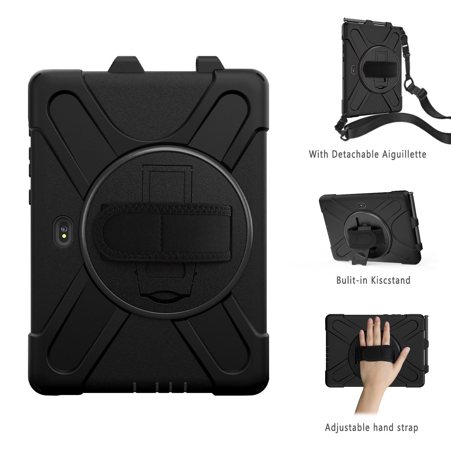 USP Rugged Samsung Galaxy Tab Active5 Pro/Tab Active4 Pro/Tab Active Pro (10.1") Case Black- Built-in-Kickstand,Hand & Shoulder Strap,5 Years Warranty - Image 2