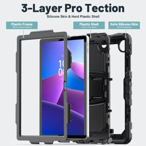 USP Rugged Lenovo Idea Tab 11 (11') Case Black - Built-in-Kickstand, Hand & Shoulder Strap, DropProof, 5 Years Warranty - Image 3