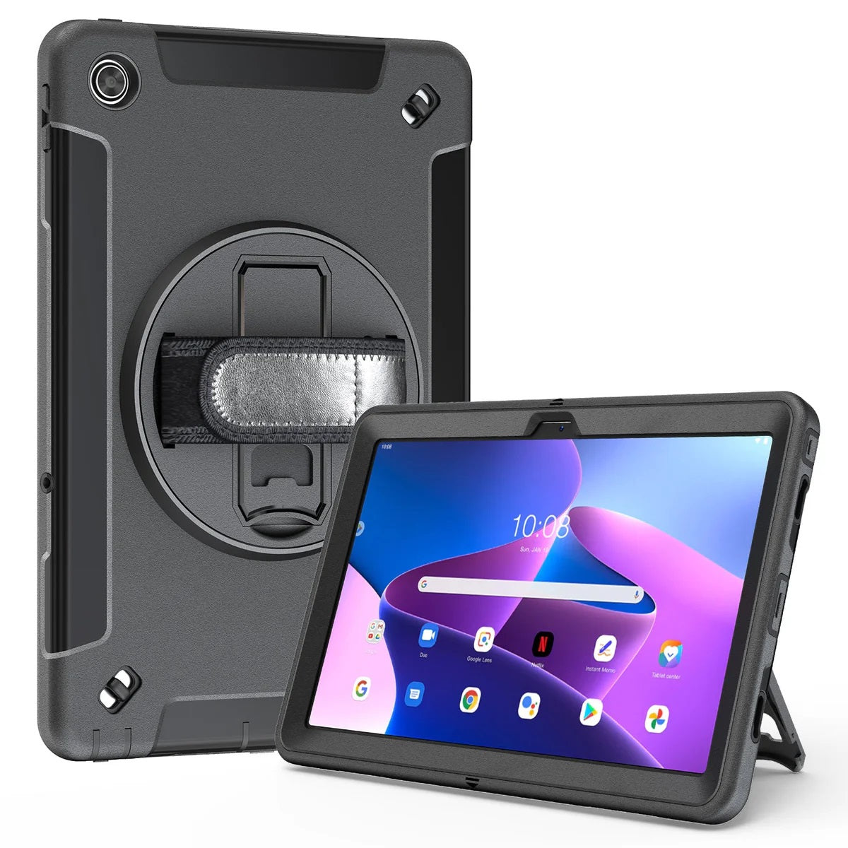 USP Rugged Lenovo Tab M11 (11') Case + Screen Protector Black - Built-in-Kickstand, Hand & Shoulder Strap, DropProof, 5 Years Warranty - Image 1