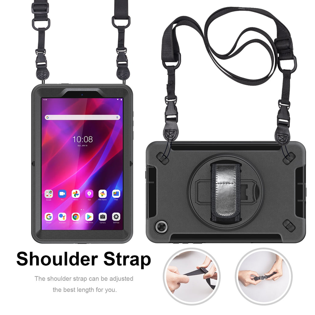 USP Rugged Lenovo Tab M8 (4th Gen) (8") (TB-300) Case Black - Built-in-Kickstand & Screen Protector, Hand & Shoulder Strap,DropProof, 3 Years Warranty - Image 2