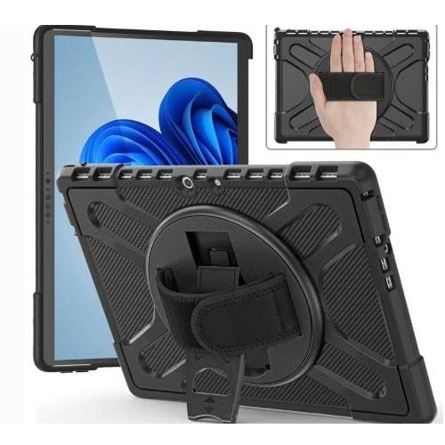 USP Rugged Microsoft Surface 10 Pro Case Black - Built-in-Kickstand, Adjustable Hand Strap, Pen Holder, DropProof,5 Years Warranty - Image 1
