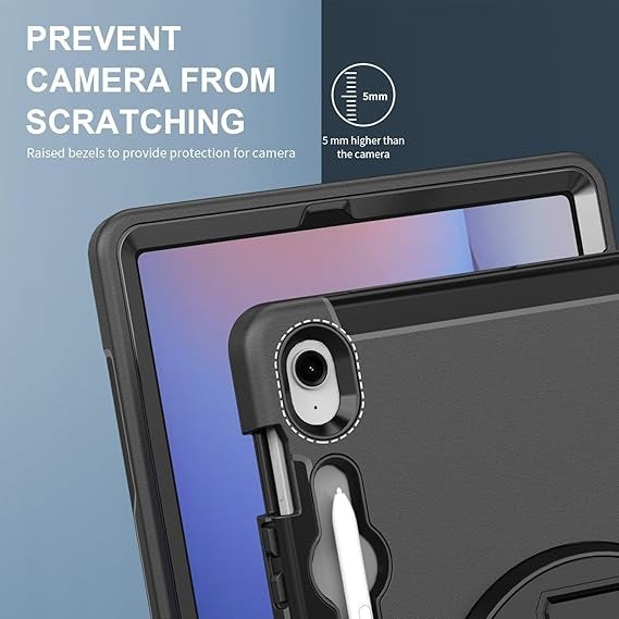 USP Rugged Samsung Galaxy Tab S10 FE+ (13.1") Case Black -  Built-in-Kickstand, Hand & Shoulder Straps, DropProof,5 Years Warranty - Image 3