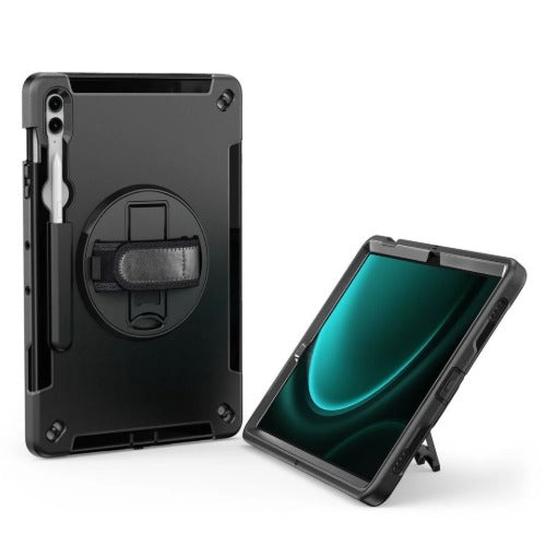 USP Rugged Samsung Galaxy Tab S10+/ Tab S9+ /Tab S9 FE+ (12.4") Case Black -  Built-in-Kickstand, Hand & Shoulder Straps, DropProof, 5 Years Warranty - Image 1