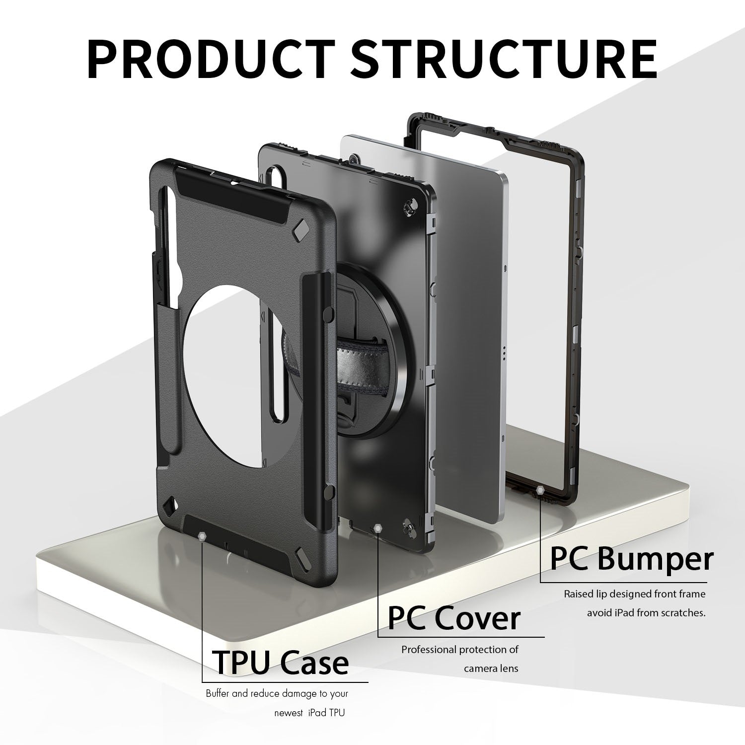 USP Rugged Samsung Galaxy Tab S10 Lite / Tab S10 FE /Tab S9  (SM-X710) (11") /Tab S9 FE (10.9") Case - Military-Grade, Hand Strap,5 Years Warranty - Image 4