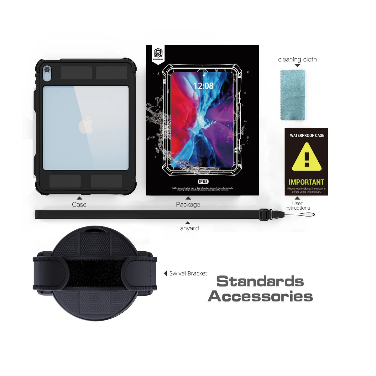 USP Apple iPad (11") (A16) (11th Gen) / iPad (10.9") (10th Gen) WaterProof Case Black - IP68, Reliable & Durable, Drop Protection, 5 Years Warranty - Image 2