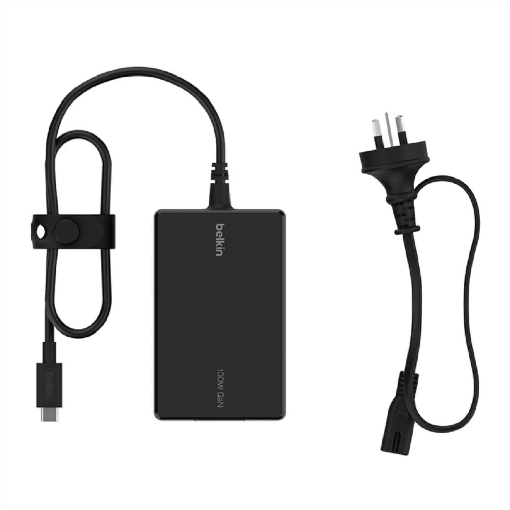 Belkin Connect USB-C Core 100W GaN Power Adapter + USB-C Cable (1.5M) - Black (INC016auBK), Compact Laptop Charger, $2500 CEW , 2 Years Warranty - Image 1