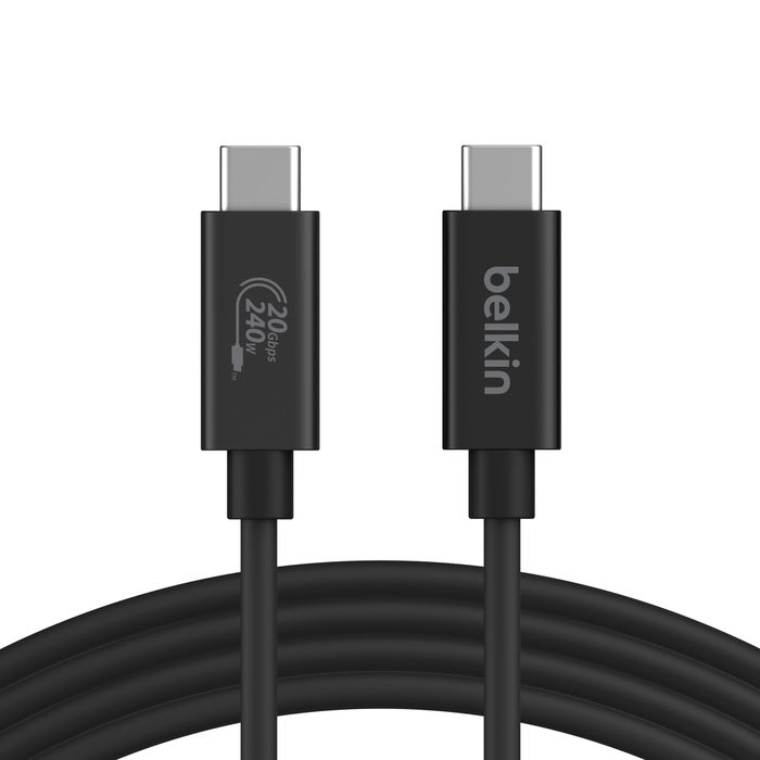 Belkin Connect USB4 USB-C to USB-C Cable (2M) - Black (INZ004BT2MBK), 5A/240W, 20Gbps,4K@60Hz, Thunderbolt 4, USB-IF Certified,2 Years Warranty - Image 1
