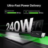 Belkin Connect Thunderbolt 5 USB-C to USB-C Cable (1M) - Black (INZ005fq1MBK), 5A/240W, 80Gbps, 8K or 4K@540Hz, Durable, 2 Years Warranty - Image 4