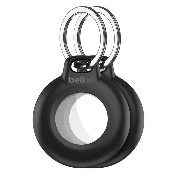 Belkin Waterproof Secure Holder with Key Ring for AirTag (Pack of 2) - Black(MSC014btBK), Clean, IPX8-Rated, Sweat & Rain Resistance, 2 Years Warranty