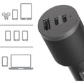OtterBox 72W USB-C Triple Port Premium Pro Fast Car Charger - Black (78-80899),1x USB-A (12W), 2x USB-C (30W),Fast-Charging for Samsung & iPhone - Image 1