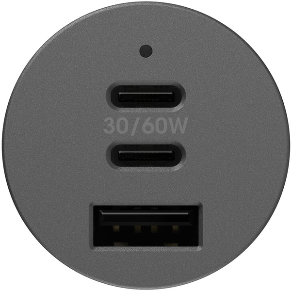OtterBox 72W USB-C Triple Port Premium Pro Fast Car Charger - Black (78-80899),1x USB-A (12W), 2x USB-C (30W),Fast-Charging for Samsung & iPhone