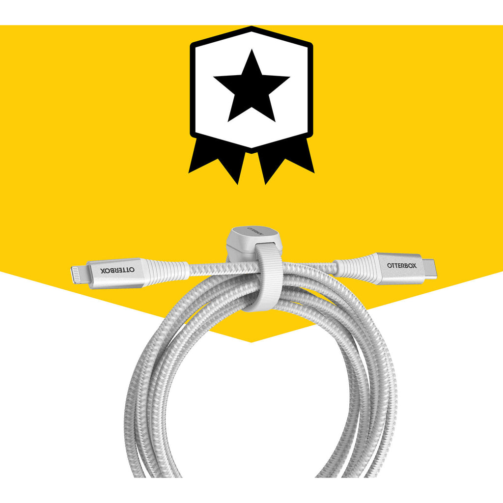 OtterBox Lightning to USB-C Fast Charge Premium Pro Cable (2M) - White (78-80891), 3 AMPS (60W), MFi, 30K Bend/Flex,Braided, 2 Years Warranty - Image 3