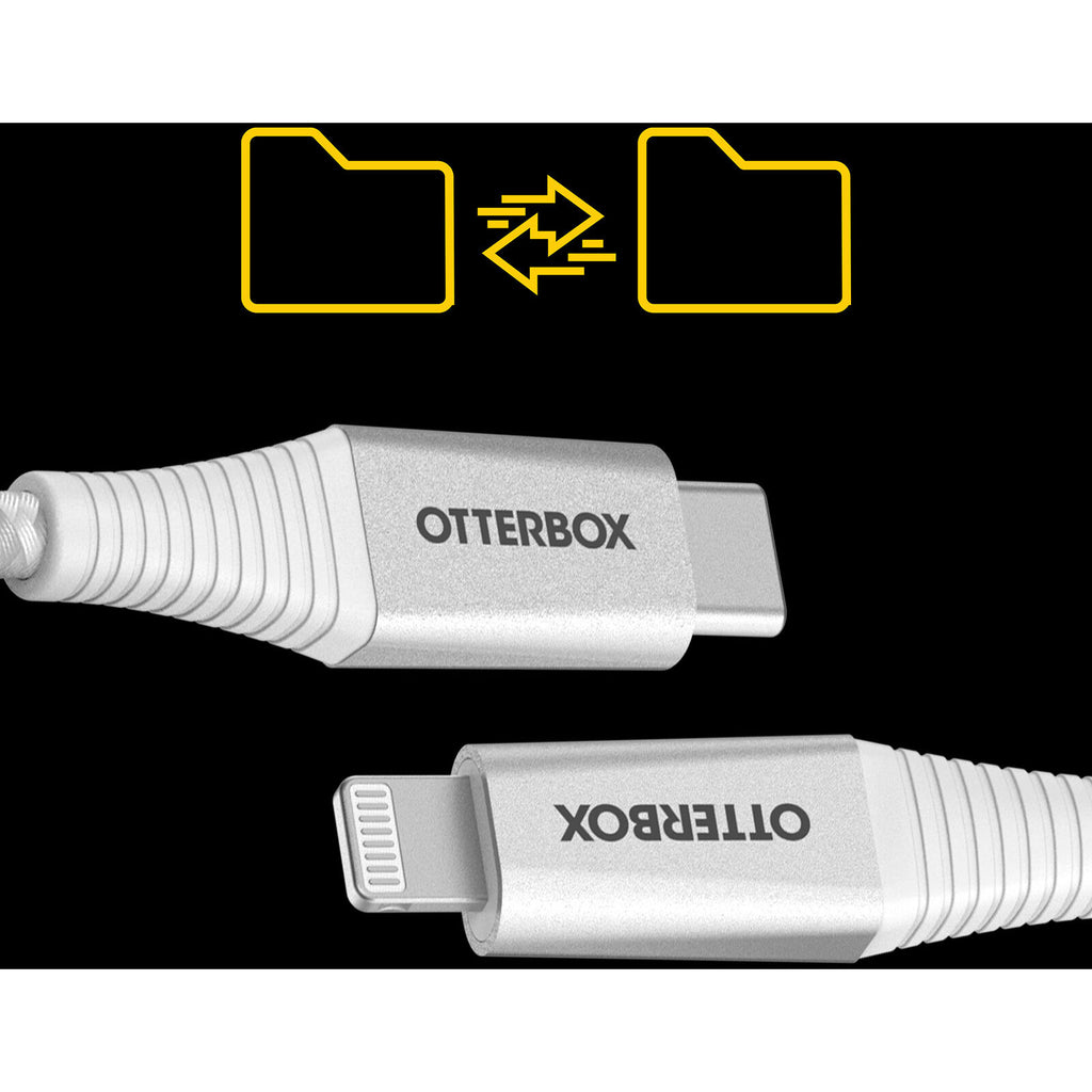 OtterBox Lightning to USB-C Fast Charge Premium Pro Cable (2M) - White (78-80891), 3 AMPS (60W), MFi, 30K Bend/Flex,Braided, 2 Years Warranty - Image 4