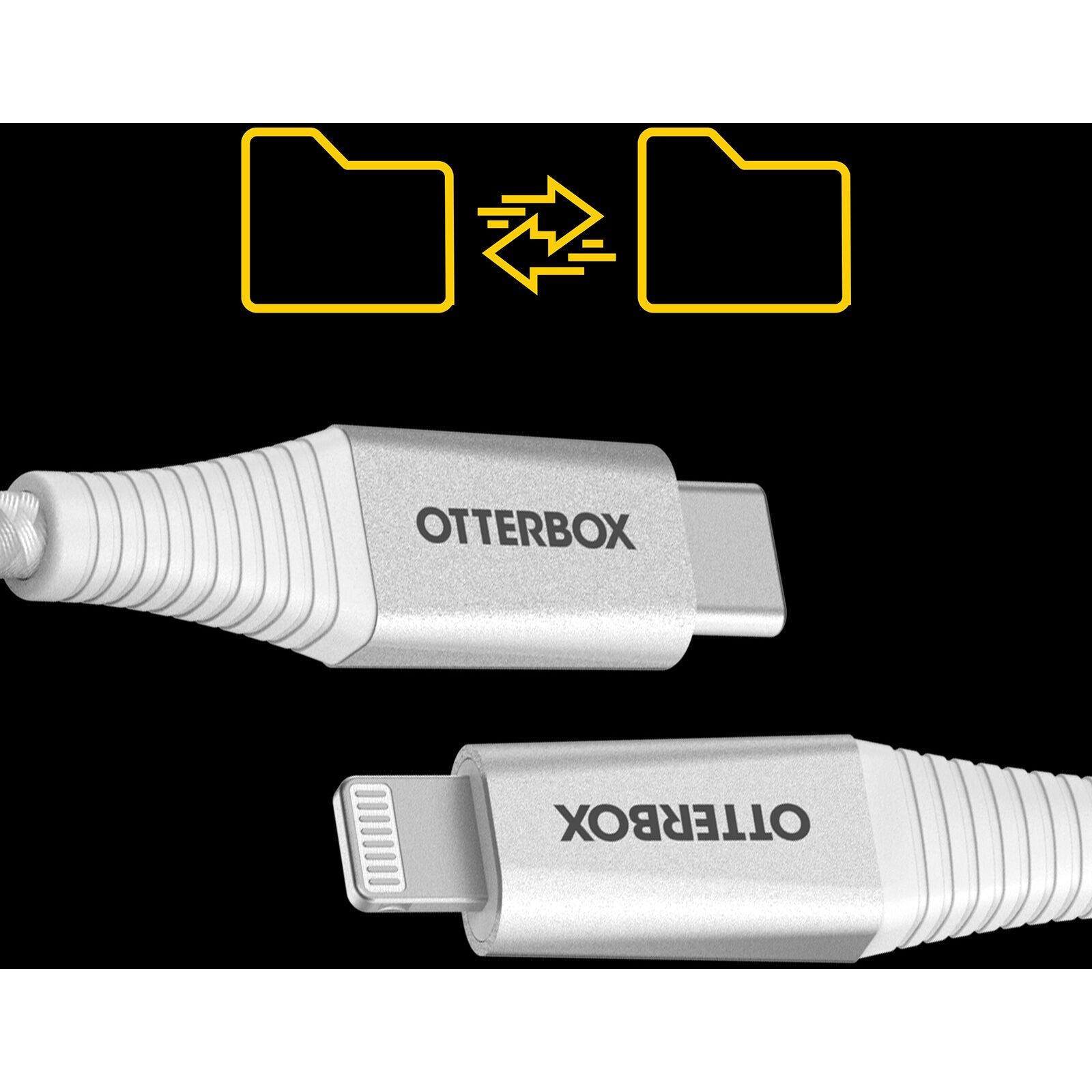 OtterBox Lightning to USB-C Fast Charge Premium Pro Cable (2M) - White (78-80891), 3 AMPS (60W), MFi, 30K Bend/Flex,Braided, 2 Years Warranty - Image 4