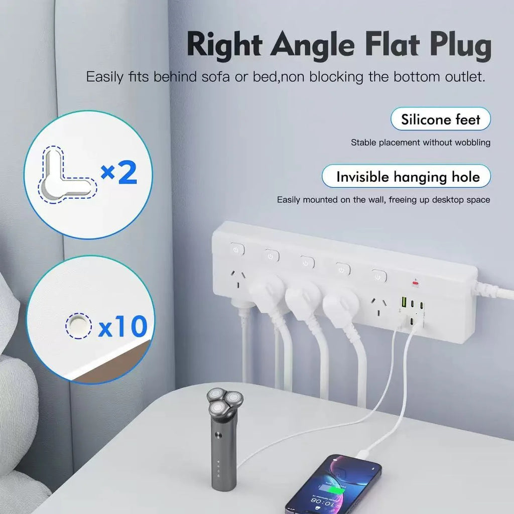 USP 16-in-1 Surge Protector Power Board with 10 AC Outlets & 6 USB Ports -(PB10S2A4C), 1.8M Extension Cable, 5 Years Warranty - Image 2
