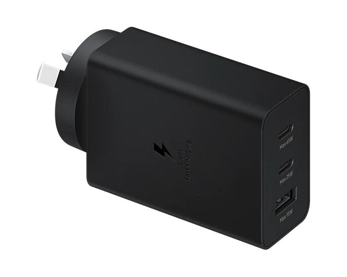 Samsung 65W PD Power Adapter Trio - Black(EP-T6530NBEGAU),3-in-1 Wall Charger(2 x USB-C, USB-A), Versatile Compatiblity, 1 Year Warranty - Image 5
