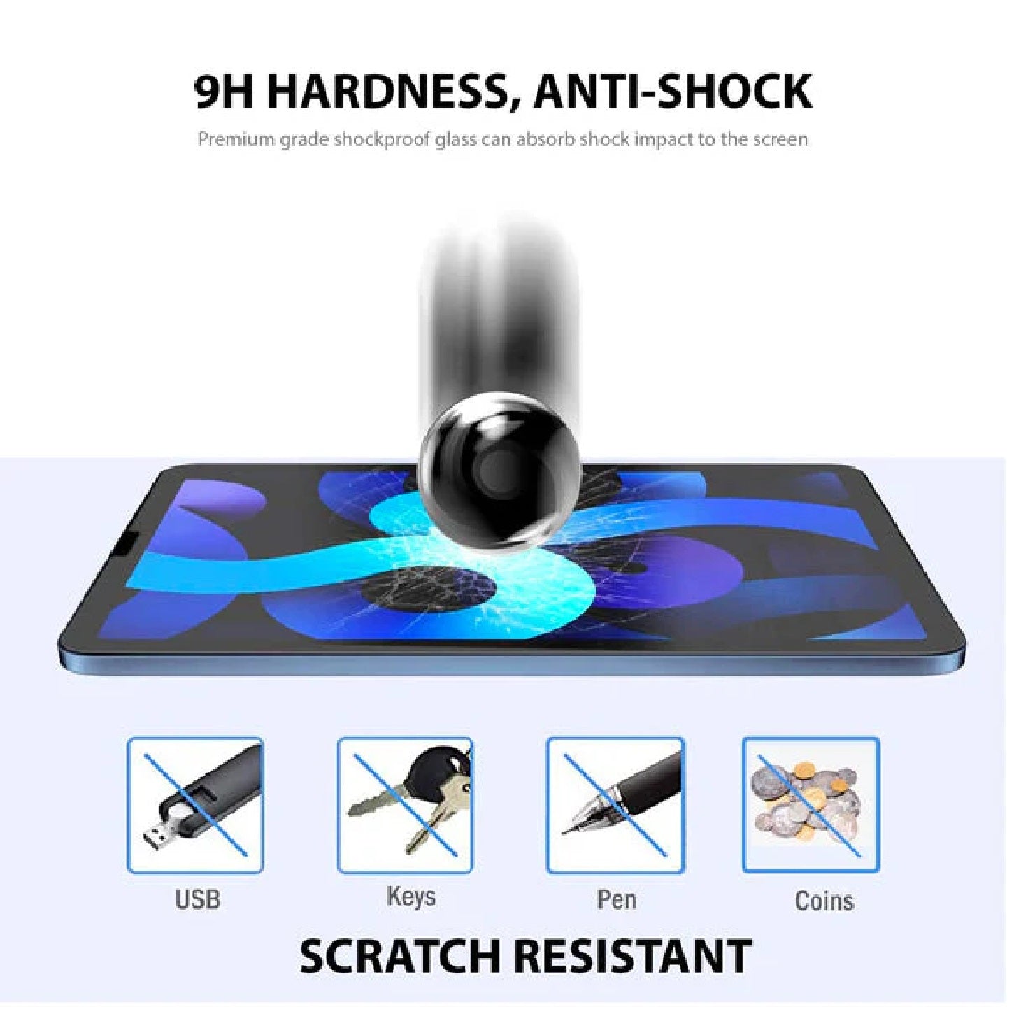USP Apple iPad Air (10.9") (5th/4th Gen) / iPad Pro (11") (4th/3rd Gen) 2.5D Tempered Glass Screen Protector Clear - 9H Hardness,  5 Years Warranty - Image 3