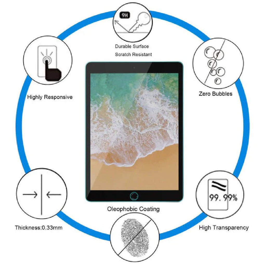 USP Apple iPad (9.7") (6th/5th Gen) / iPad Air (9.7") (2nd/1st Gen)Tempered Glass Screen Protector - Full Coverage, 9H Hardness, 5 Years Warranty - Image 2