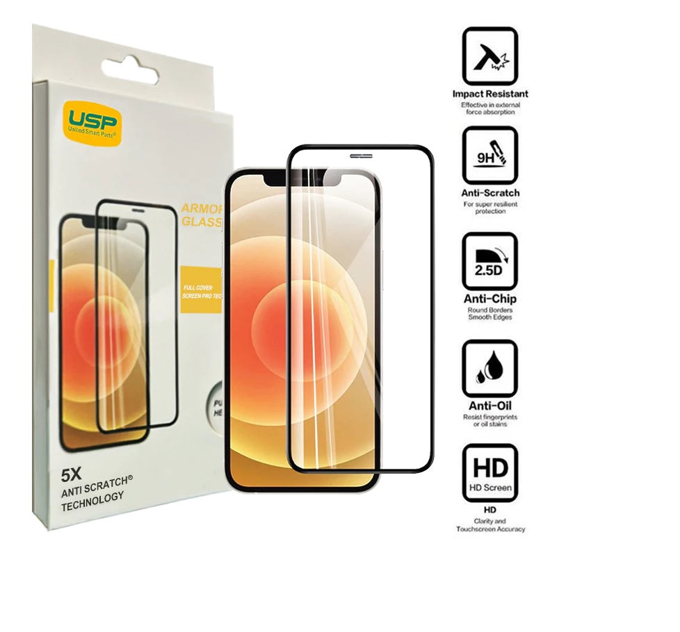 USP Apple iPhone 12 Mini (5.4") Armor Glass Full Cover Screen Protector - Impact-Resistant, Smooth Edges, 5 Years Warranty - Image 1