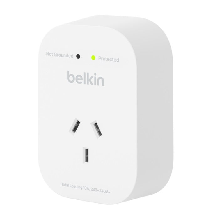 Belkin SurgePro 1-Outlet Surge Protector - White (SRA010AU),1800 Joules, Belkin 6-Point Safety System, RCM Certified, $30000 CEW, 2 Years Warranty - Image 1
