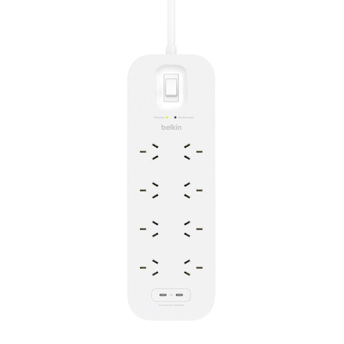 Belkin Surge Pro 8-Outlet Surge Protector With Dual USB-C Ports (SRB004AU2M) - Heavy Duty 2M Power Cord, 900 Joules, $70000 CEW, 2 Years Warranty - Image 3