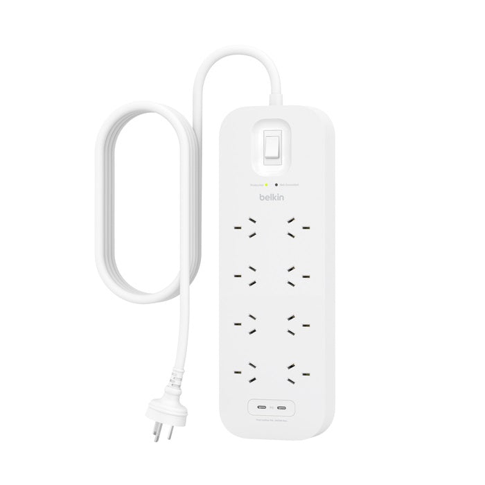 Belkin Surge Pro 8-Outlet Surge Protector With Dual USB-C Ports (SRB004AU2M) - Heavy Duty 2M Power Cord, 900 Joules, $70000 CEW, 2 Years Warranty - Image 5