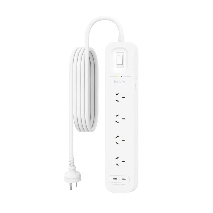 Belkin SurgePlus 4-Outlet Surge Protector With 2x USB -C Port(30W) (SRB005AU2M) - Heavy Duty 2M Power Cord, 525 Joules, $40000 CEW,  2 Years Warranty - Image 2