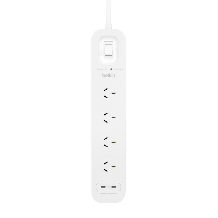 Belkin SurgePlus 4-Outlet Surge Protector With 2x USB -C Port(30W) (SRB005AU2M) - Heavy Duty 2M Power Cord, 525 Joules, $40000 CEW,  2 Years Warranty - Image 3