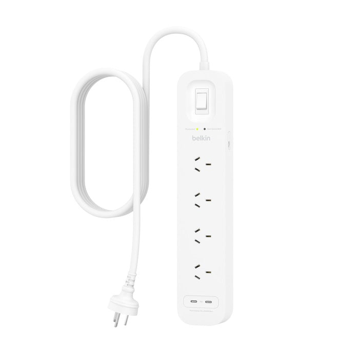 Belkin SurgePlus 4-Outlet Surge Protector With Dual USB-C Port(30W) -White(SRB005AU2M),Heavy Duty 2M Power Cord,525 Joules,$40000 CEW,2 Years Warranty - Image 5