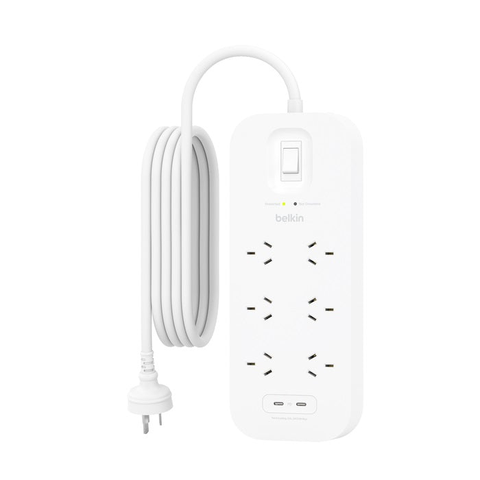 Belkin SurgePlus 6-Outlet Surge Protector With 2x USB -C Port(30W) (SRB006AU2M) - Heavy Duty 2M Power Cord, 650 Joules, $50000 CEW,  2 Years Warranty - Image 2
