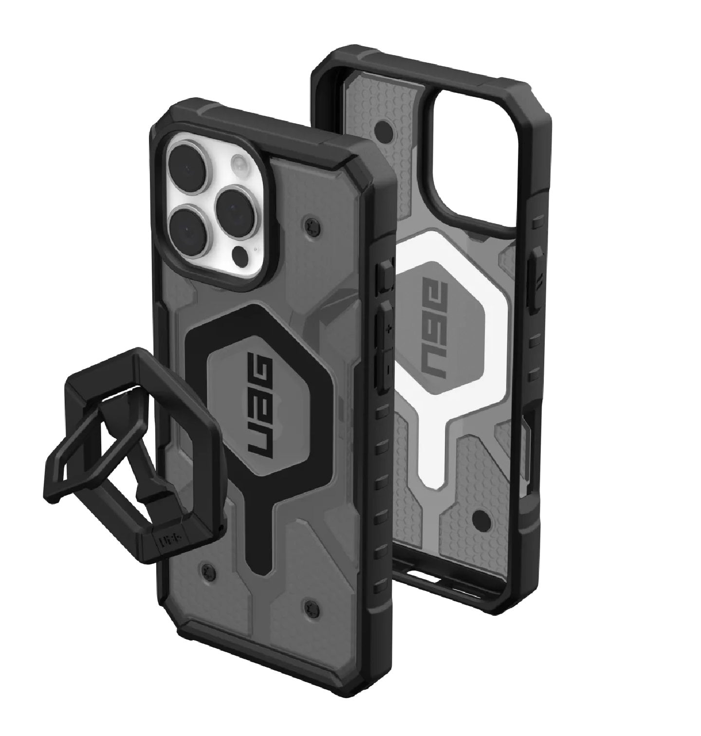UAG Pathfinder Clear MagSafe Apple iPhone 16 Pro Max (6.9") Rugged Case + Black Ring Stand- Ash(1144651BV02), 10 Years Warranty - Image 3