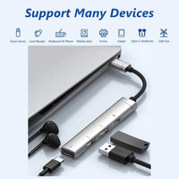 USP Multiport 4-in-1 Dual USB-C & Dual USB-A Hub - Silver, (2x USB-A), (2x USB-C), 1x USB-C PD Fast Charging, Braided Cable, 5 Years Warranty - Image 4