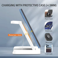 USP Samsung 3-in-1 Wireless Charging Stand, 15W, Portable & Space-Saving, Charger Station for Multiple Samsung Devices, 5 Years Warranty - Image 2