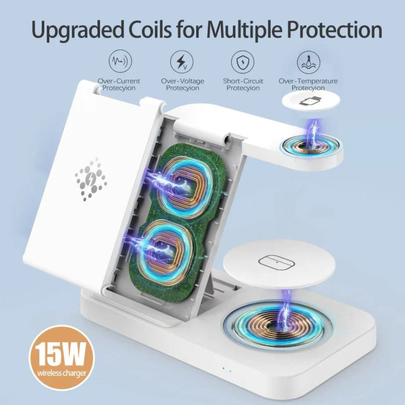USP Samsung 3-in-1 Wireless Charging Stand, 15W, Portable & Space-Saving, Charger Station for Multiple Samsung Devices, 5 Years Warranty - Image 3