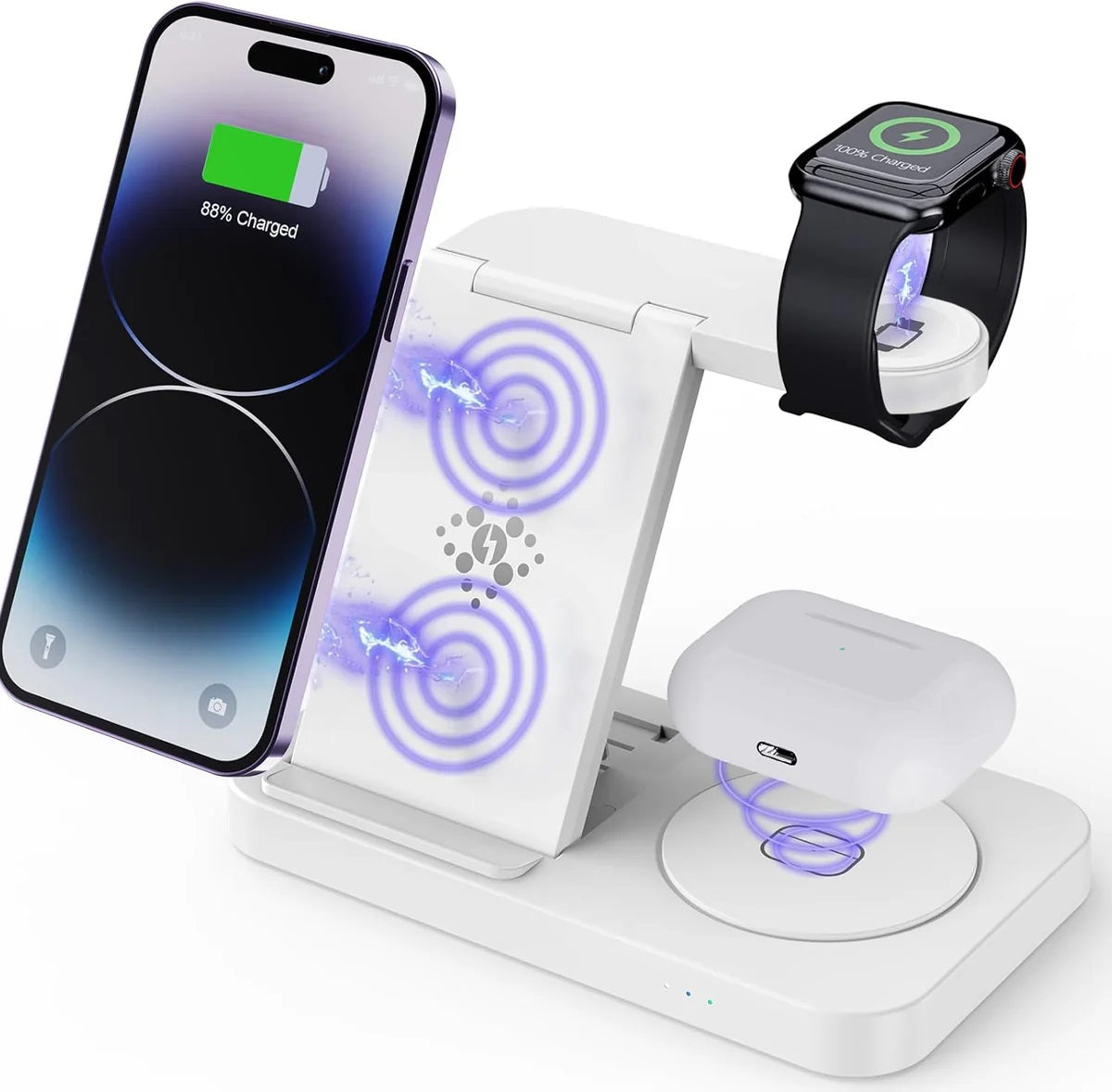 USP Samsung 3-in-1 Wireless Charging Stand, 15W, Portable & Space-Saving, Charger Station for Multiple Samsung Devices, 5 Years Warranty - Image 1