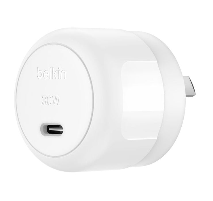Belkin BoostCharge Compact 30W USB-C (PD 3.1) Wall Charger + USB-C to USB-C Cable (1M) - White (WCA008au1MWH-B6), Apple, CEW $2500, 2 Years Warranty - Image 2