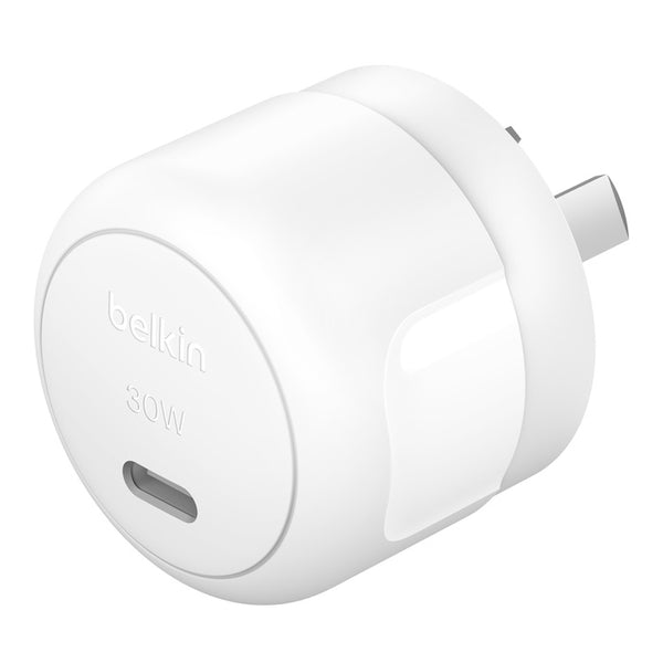 Belkin BoostCharge Compact 30W USB-C (PD 3.1) Wall Charger - White (WCA008auWH), Compact & Travel-Ready, CEW $2,500, 2 Years Warranty