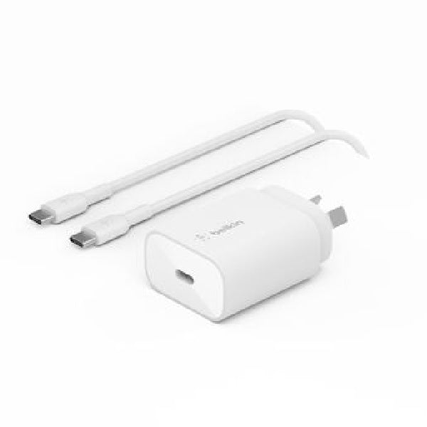 Belkin BoostCharge 25W USB-C Cubic Wall Charger + USB-C to USB-C Cable (1M) - White (WCA012au1MWH-B6), MFI-Certified, $2500 CEW, 2 Years Warranty - Image 3