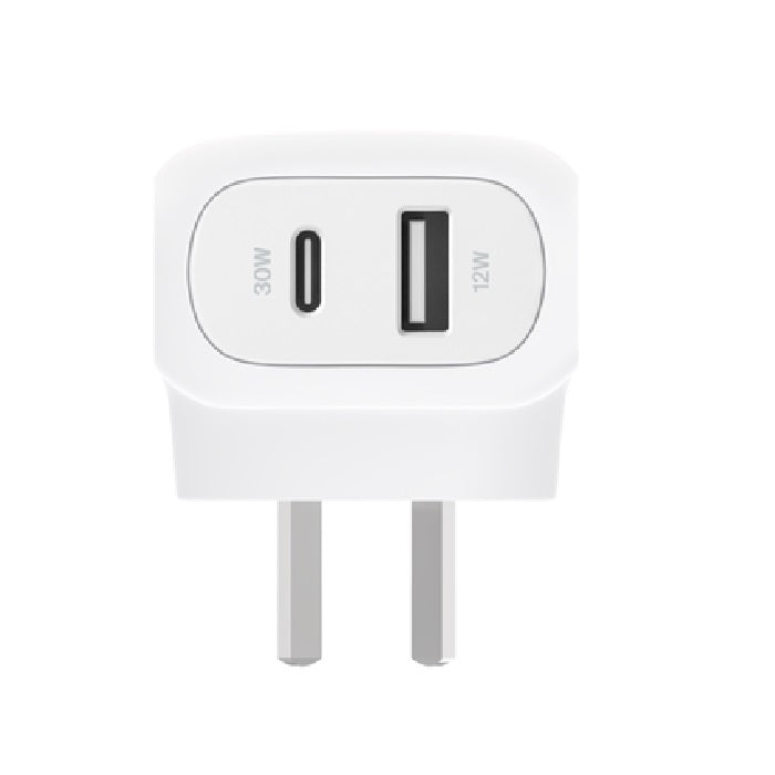 Belkin BoostCharge Dual Wall Charger 42W - White (WCB009auWH), 1xUSB-C (30W), 1xUSB-A (12W), Fast Charge, Travel Friendly, CEW $2500, 2 Years Warranty - Image 3