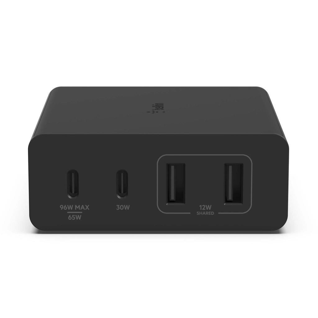 Belkin BoostCharge Pro 108W USB-C (PD 3.0) 4-Port GaN Wall Charger - Black (WCH010auBK), 2xUSB-C, 2xUSB-A, Compact Laptop Charger, 2 Years Warranty - Image 1