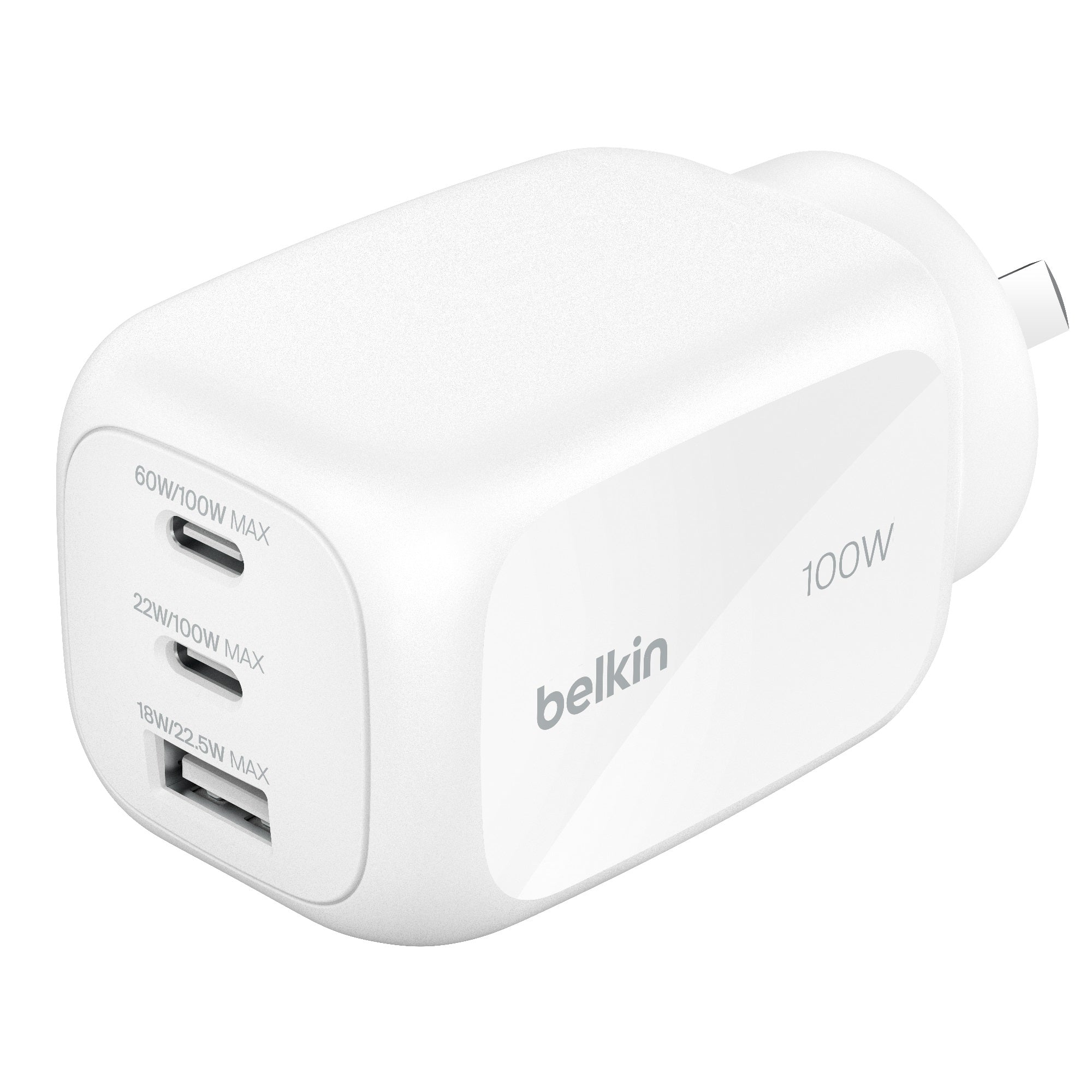 Belkin BoostCharge Pro 100W 3-Port GaN Wall Charger - White (WCH016AUWH), 2x USB-C, 1x USB-A, Compact Laptop Charger, $2500 CEW , 2 Years Warranty - Image 4
