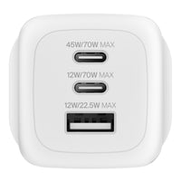 Belkin BoostCharge Pro 70W 3-Port GaN Wall Charger - White (WCH018AUWH), Compact & Powerful, Laptop Charger, Travel-Ready, 2 Years Warranty - Image 2