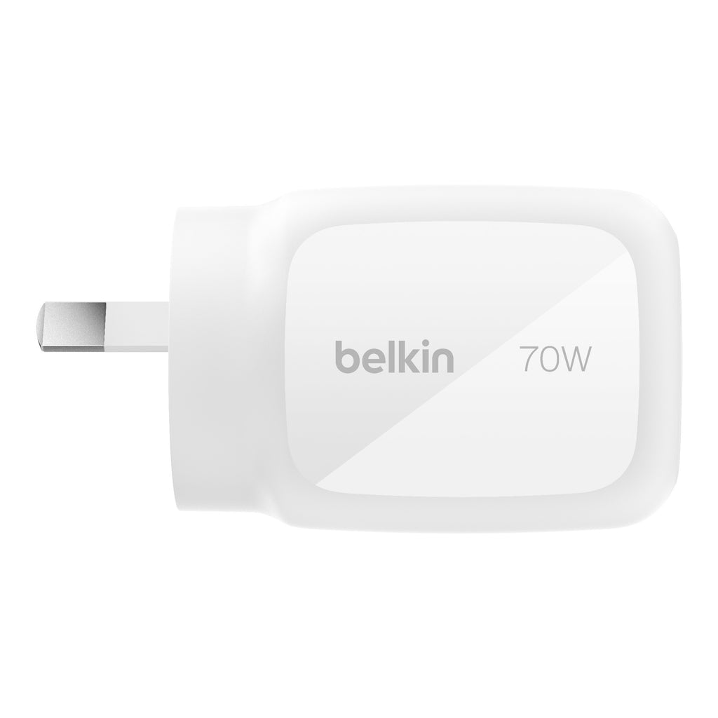 Belkin BoostCharge Pro 70W 3-Port GaN Wall Charger - White (WCH018AUWH), Compact & Powerful, Laptop Charger, Travel-Ready, 2 Years Warranty - Image 3