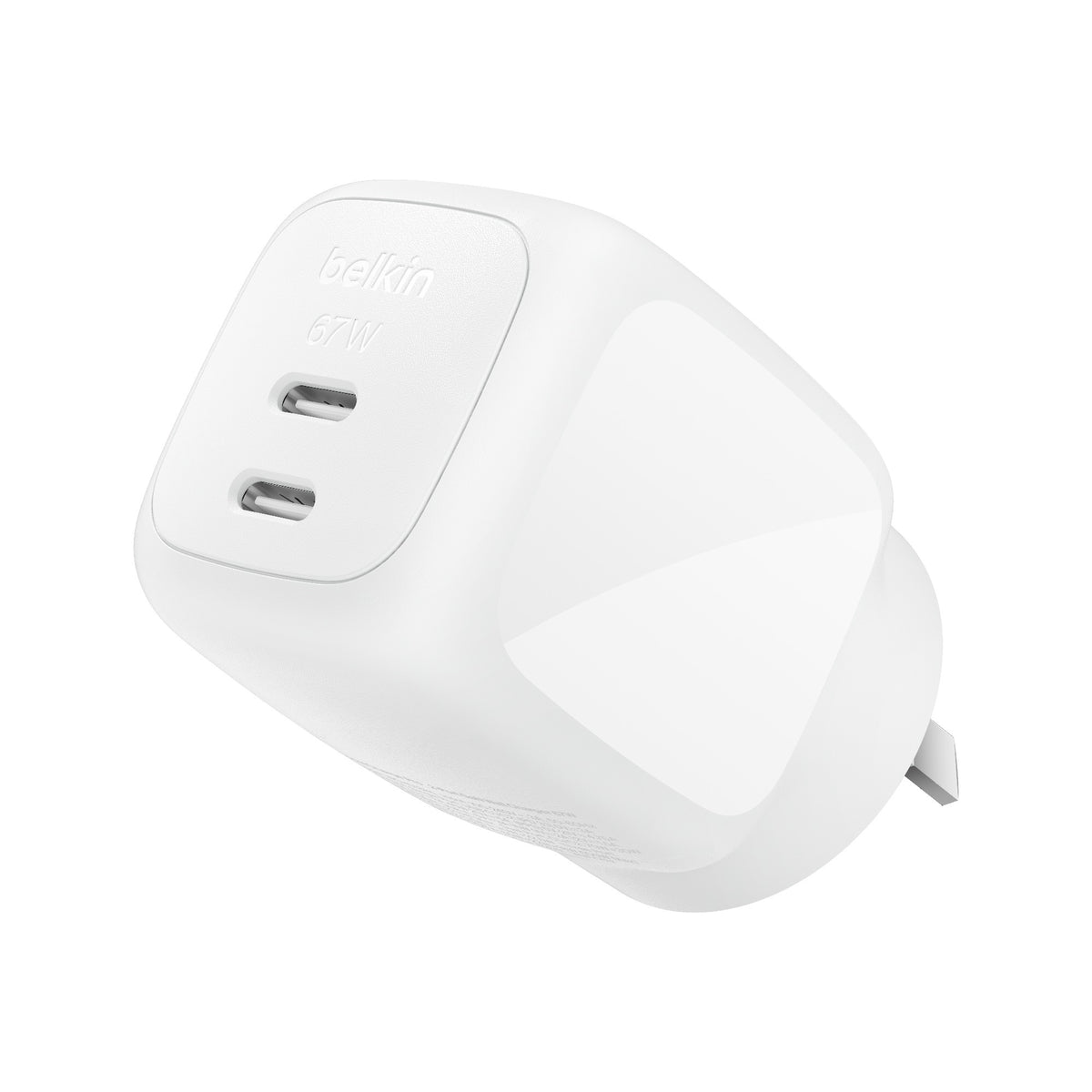 EOL Belkin BoostCharge Pro 67W Dual USB-C GaN Wall Charger - White (WCH020AUWH), Compact Laptop Charger, Travel-Ready, CEW $2500, 2 Years Warranty - Image 1