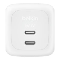 EOL Belkin BoostCharge Pro 67W Dual USB-C GaN Wall Charger - White (WCH020AUWH), Compact Laptop Charger, Travel-Ready, CEW $2500, 2 Years Warranty - Image 2