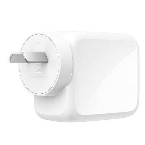 Belkin UltraCharge Retractable Dual 67W USB-C GaN Wall Charger - White(WCH022auWH),1xUSB-C,1x Retractable USB-C Cable(1M),$2,500 CEW, 2 Years Warranty - Image 2