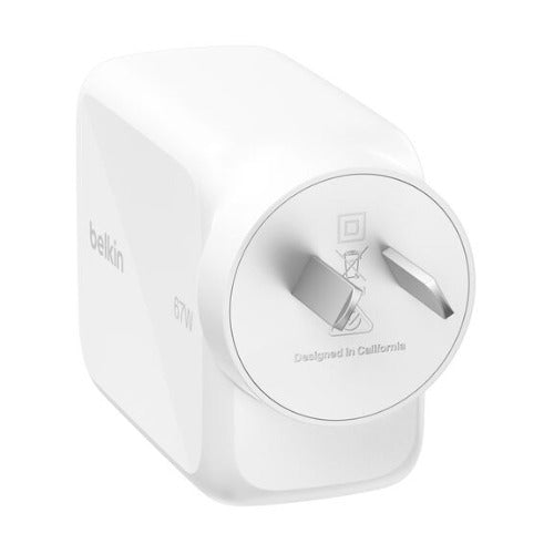 Belkin UltraCharge Retractable Dual 67W USB-C GaN Wall Charger - White(WCH022auWH),1xUSB-C,1x Retractable USB-C Cable(1M),$2,500 CEW, 2 Years Warranty - Image 4