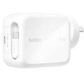 Belkin UltraCharge Retractable Dual 67W USB-C GaN Wall Charger - White(WCH022auWH),1xUSB-C,1x Retractable USB-C Cable(1M),$2,500 CEW, 2 Years Warranty - Image 1